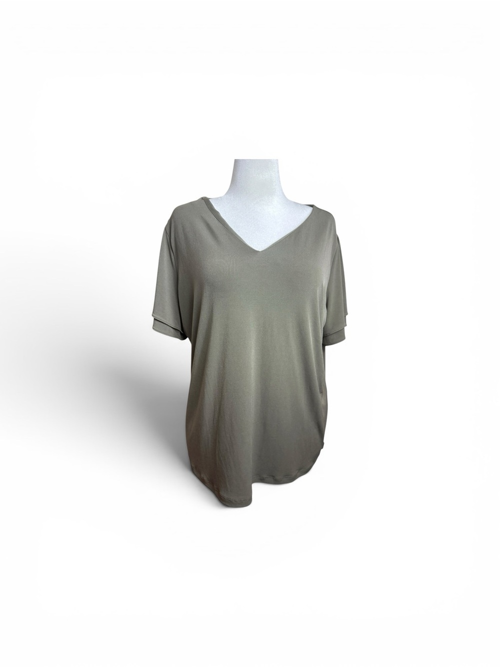 NWT Calvin Klein Olive V-Neck Short Sleeve Tee with double sleeves size 1X